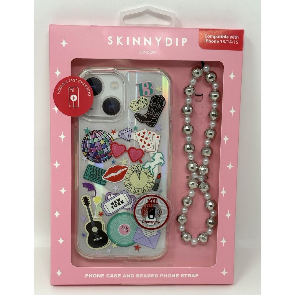 Skinnydip Disco Ball Guitar Cowgirl iPhone 13 / 14 / 15 New York Beaded Strap